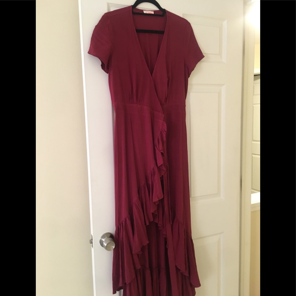 Red wrap dress